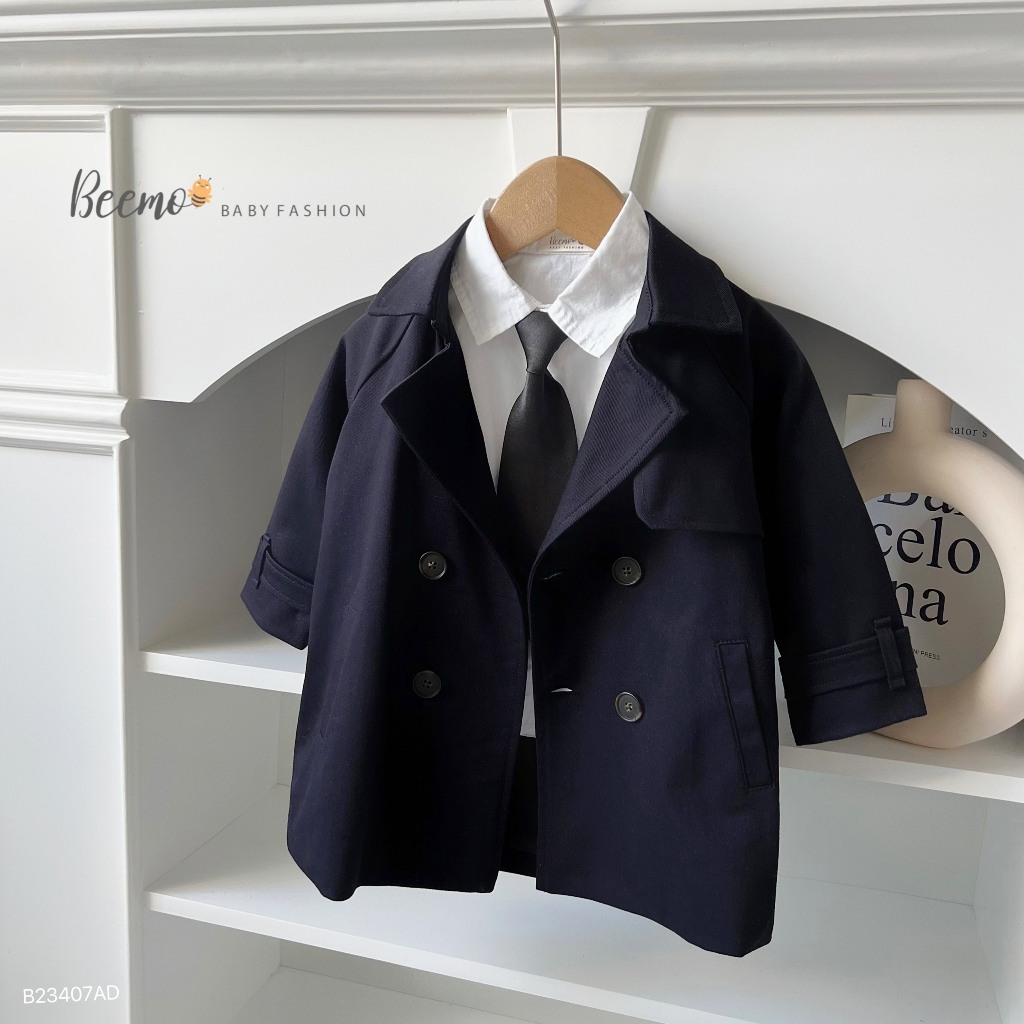 Áo khoác mangto kaki dáng dài cho bé trai, áo vest dáng dài phong cách Hàn Quốc cho bé