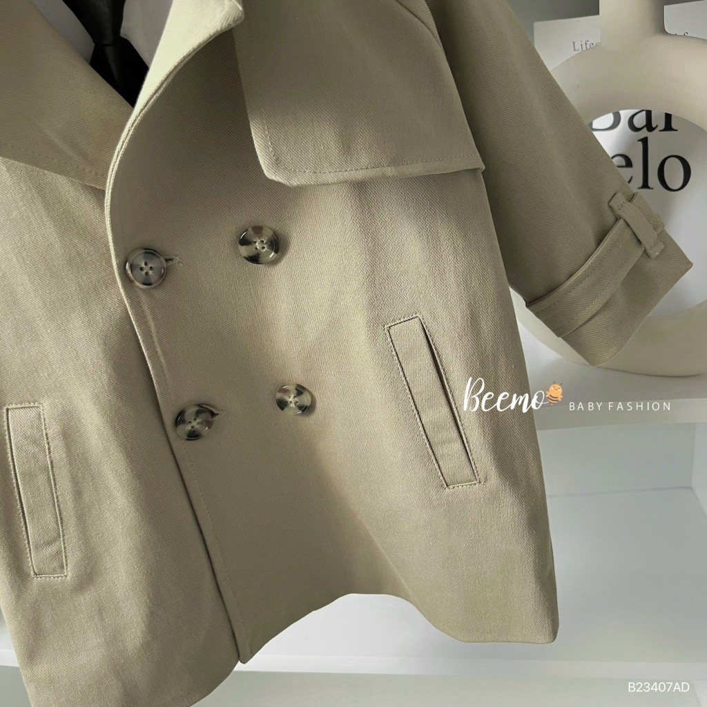 Áo khoác mangto kaki dáng dài cho bé trai, áo vest dáng dài phong cách Hàn Quốc cho bé