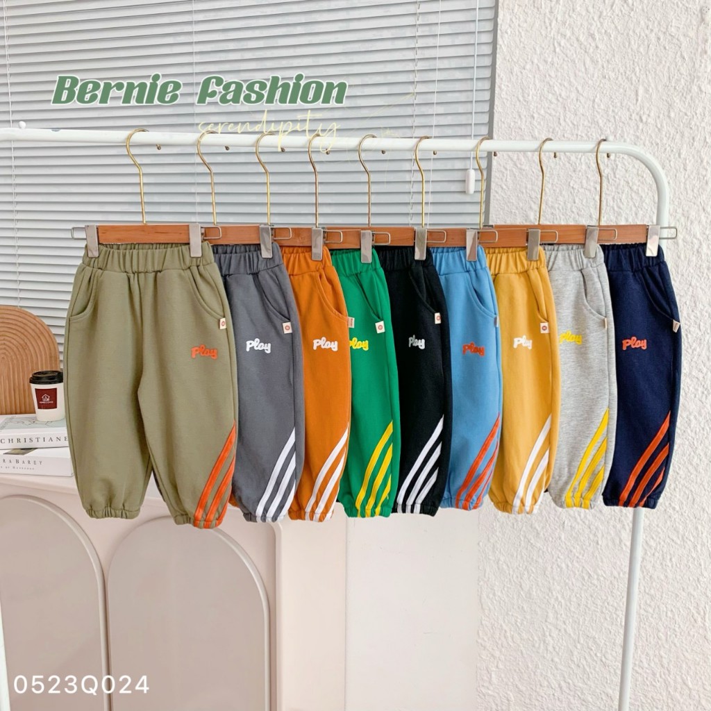 Quần thu đông da cá thể thao bé trai, quần dài cotton da cá trơn màu bé trai