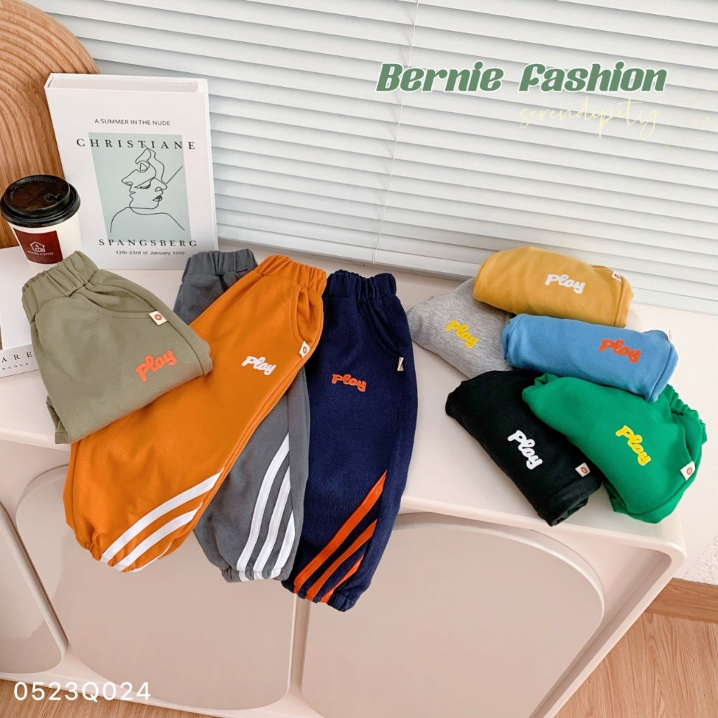 Quần thu đông da cá thể thao bé trai, quần dài cotton da cá trơn màu bé trai