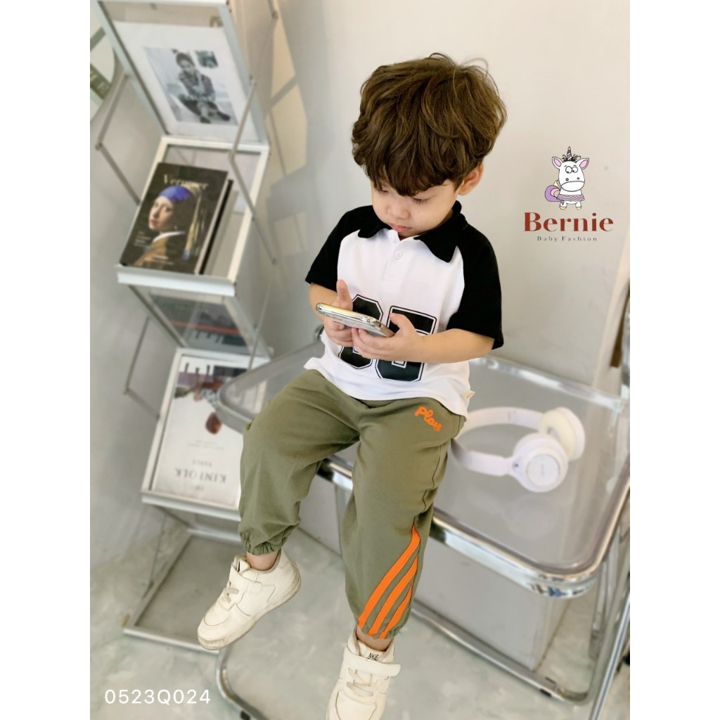 Quần thu đông da cá thể thao bé trai, quần dài cotton da cá trơn màu bé trai