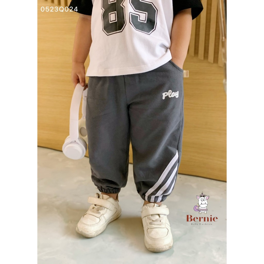 Quần thu đông da cá thể thao bé trai, quần dài cotton da cá trơn màu bé trai