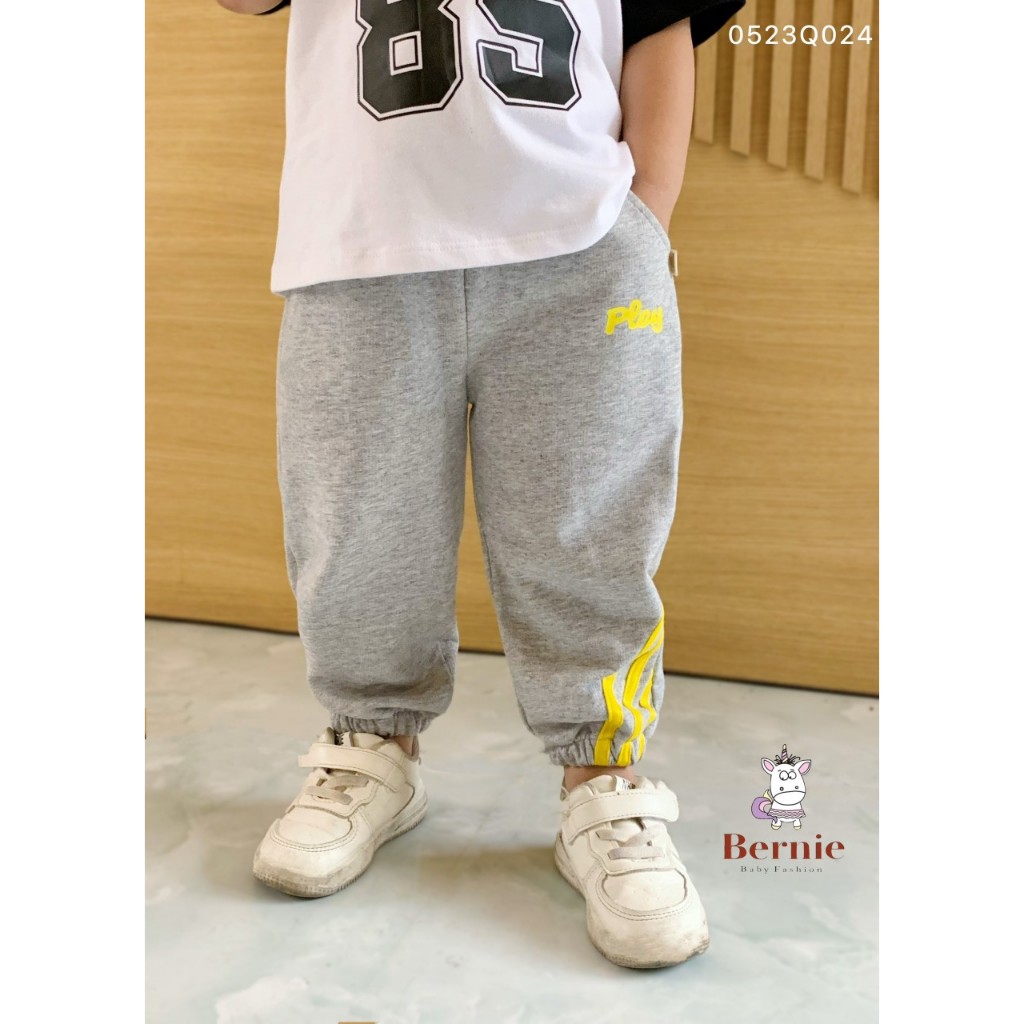 Quần thu đông da cá thể thao bé trai, quần dài cotton da cá trơn màu bé trai