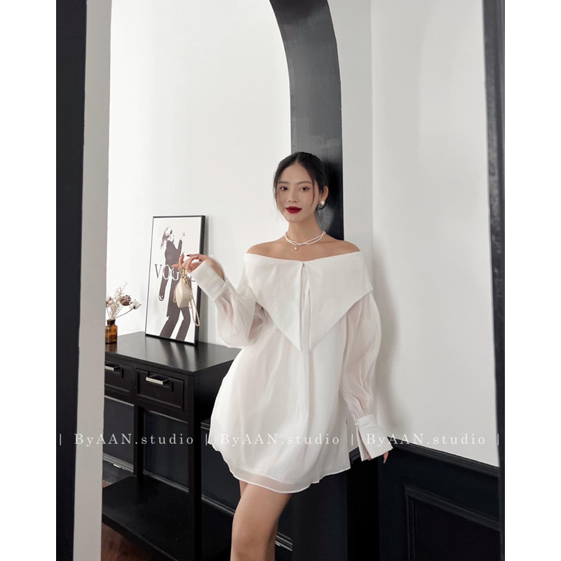 Váy thiết kế trễ vai thanh lịch , tiểu thư.