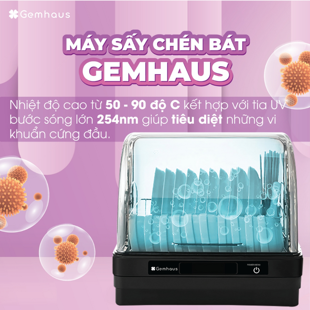Máy sấy và tiệt trùng chén bát Gemhaus dung tích 42-52L, Máy tiệt trùng bình sữa cho bé