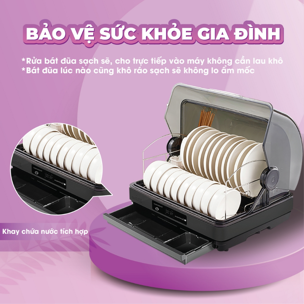 Máy sấy và tiệt trùng chén bát Gemhaus dung tích 42-52L, Máy tiệt trùng bình sữa cho bé