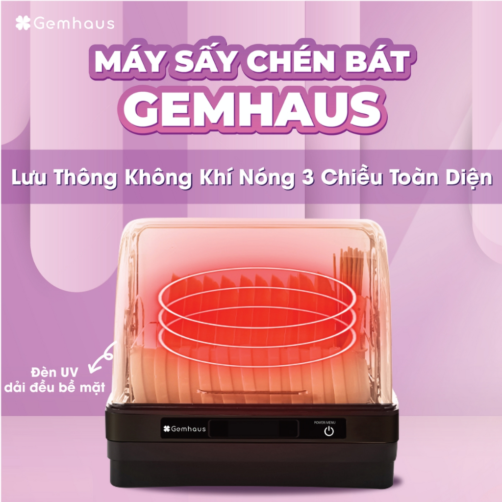 Máy sấy và tiệt trùng chén bát Gemhaus dung tích 42-52L, Máy tiệt trùng bình sữa cho bé