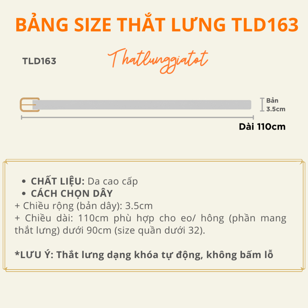 Thắt lưng nam khóa tự động thanh lịch, dây nịt nam đơn giản bản 3.5cm  TLD163 - Thắt Lưng Giá Tốt