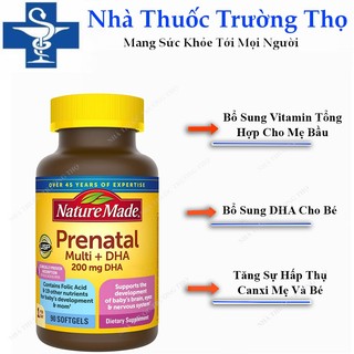 Vitamin bà bầu prenatal + dha 200mg nature made 90 viên, 150 viên của mỹ