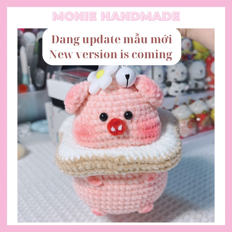 Móc khoá heo bánh mì len handmade xinh mụp