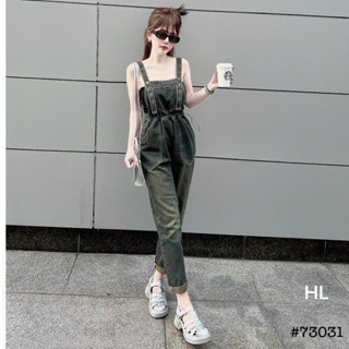(Ảnh tự chụp) Quần Yếm Jean nữ dài chun eo HL103 , Quần Yếm bò túi trước -tsstore95