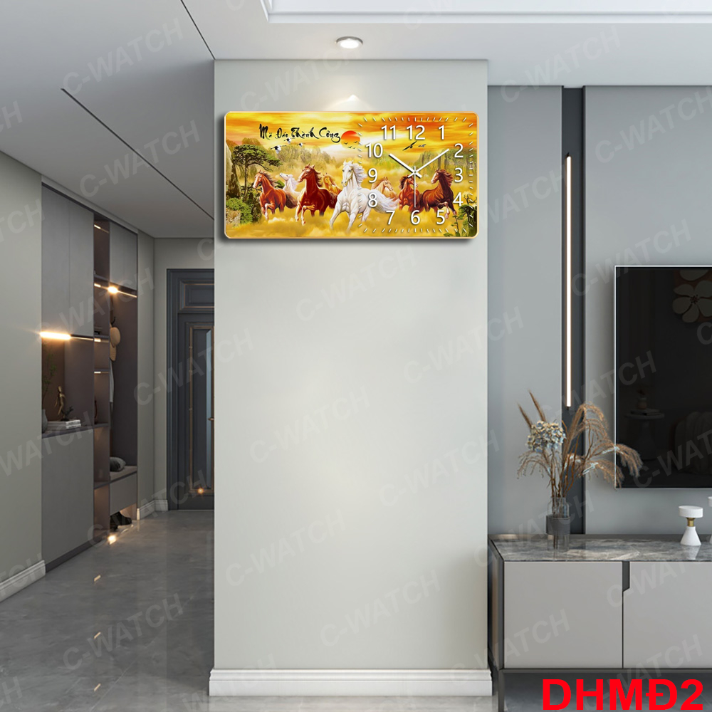 Đồng hồ treo tường mã đáo thành công kim trôi cao cấp , tặng pin và móc treo