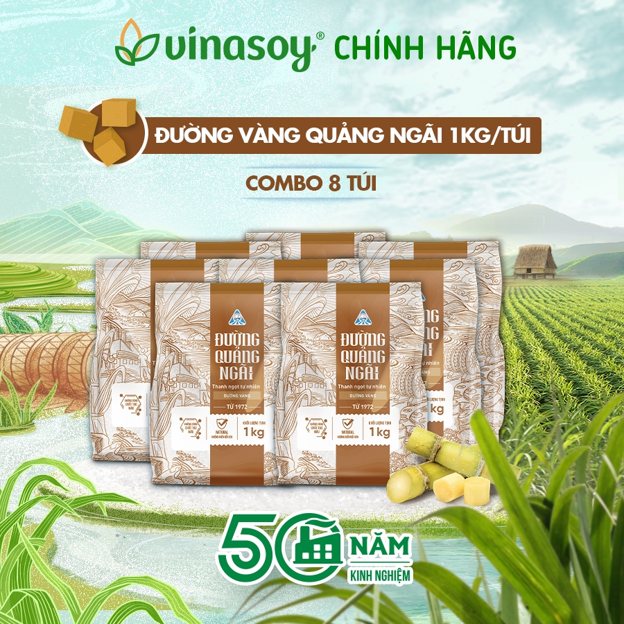 Combo 8 túi Đường vàng Đường Quảng Ngãi 1kg/túi