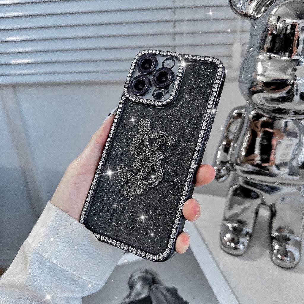 Ốp lưng iphone VIỀN ĐÁ BLING GẮN LOGO Y ÉT  LỜ 7p/8p/x/xsmax/11/11prm/12prm/13prm/14prm/15/15pro/15prm