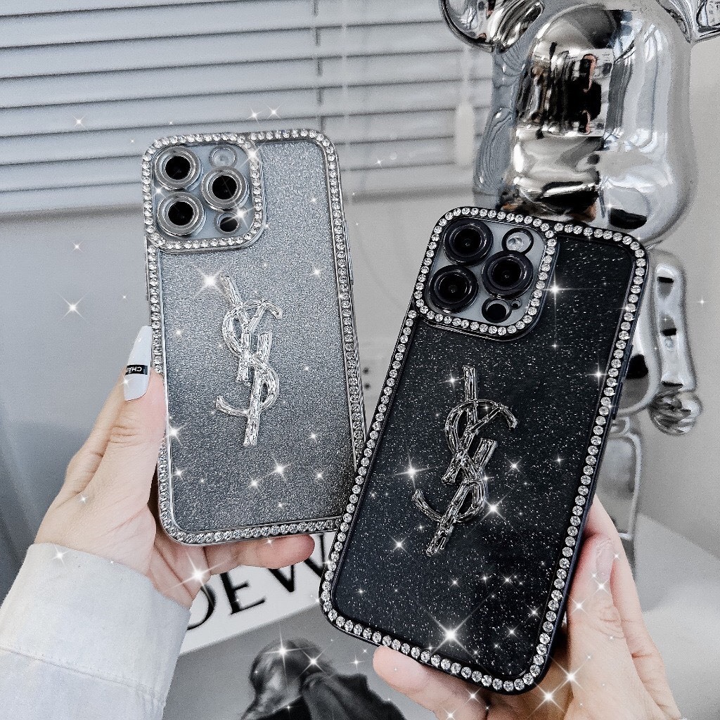 Ốp lưng iphone VIỀN ĐÁ BLING GẮN LOGO Y ÉT  LỜ 7p/8p/x/xsmax/11/11prm/12prm/13prm/14prm/15/15pro/15prm