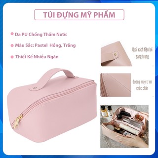 Túi đựng mỹ phẩm Túi đựng đồ trang điểm 6 ngăn da PU chống nước cốp đựng mỹ phẩm đồ nail chuyên dụng