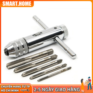 Tay Quay TaRo tự động dài 100mm m3-m8 kèm 5 mũi ta rô-Tay quay mũi taro ren