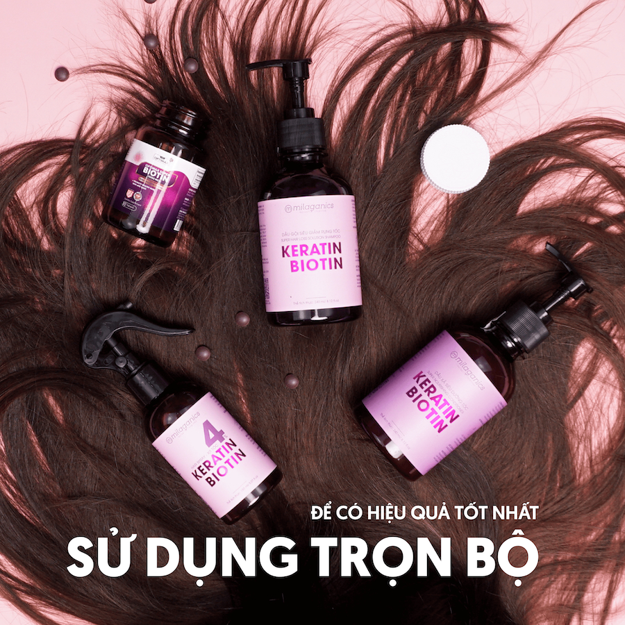 Xịt mọc tóc biotin & keratin 4% siêu tăng cường mọc tóc, làm dày tóc sau 3 tuần MILAGANICS 150ml (chai)