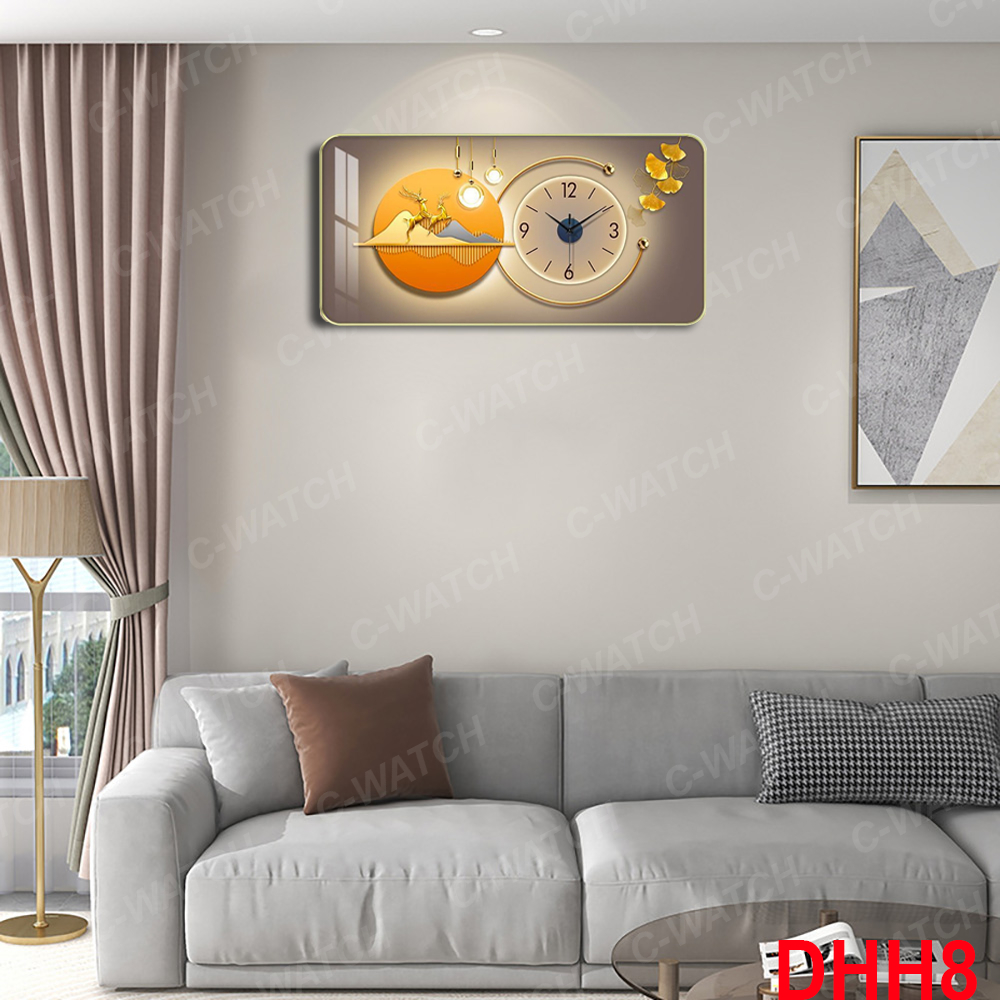 Đồng hồ treo tường huơu tài lộc tráng gương kim trôi giá xưởng , tặng kèm phụ kiện treo