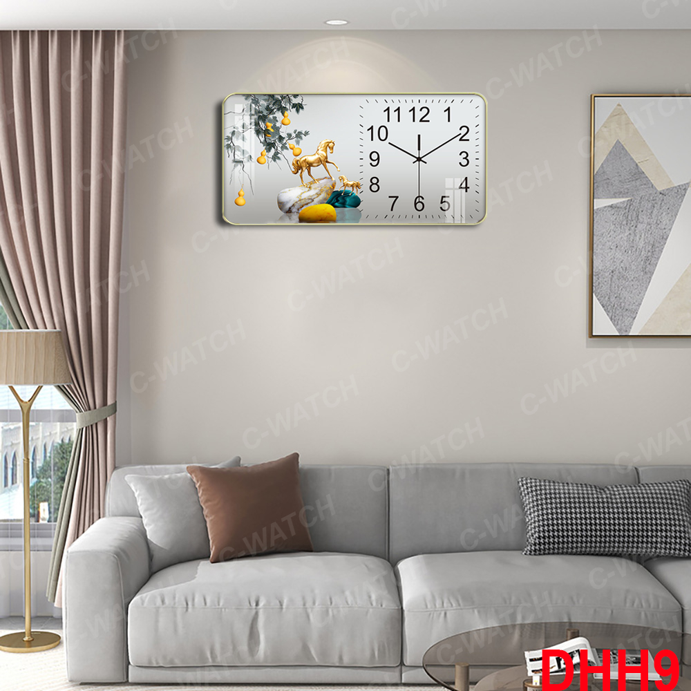 Đồng hồ treo tường huơu tài lộc tráng gương kim trôi giá xưởng , tặng kèm phụ kiện treo