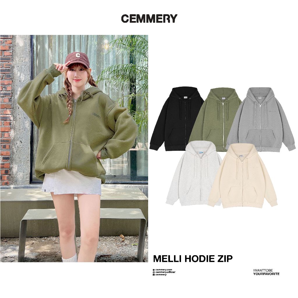 Áo Hoodie Zip Cemmery Local Brand Chính Hãng MELLI HOODIE, Áo khoác nỉ bông Unisex