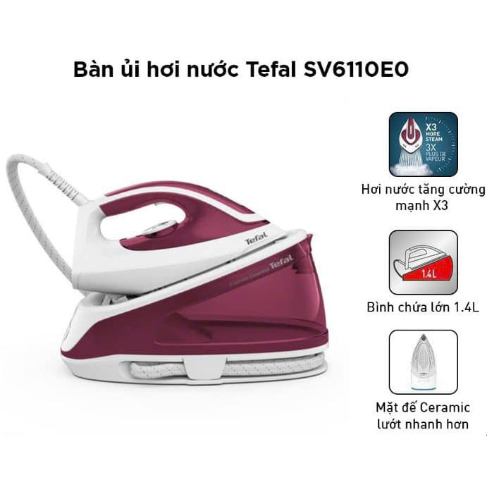 Bàn Là Hơi Nước Không Dây TEFAL SV6110EO, Công Suất 2200W, Nhập Đức , BH 12 THÁNG, Bepchauau
