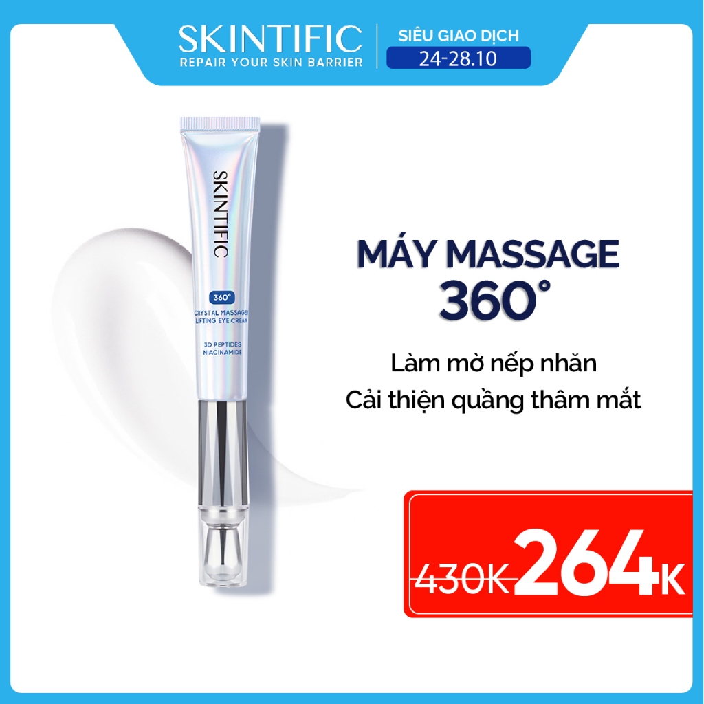 Kem mắt đầu pha lê massage 360 độ SKINTIFIC 20g