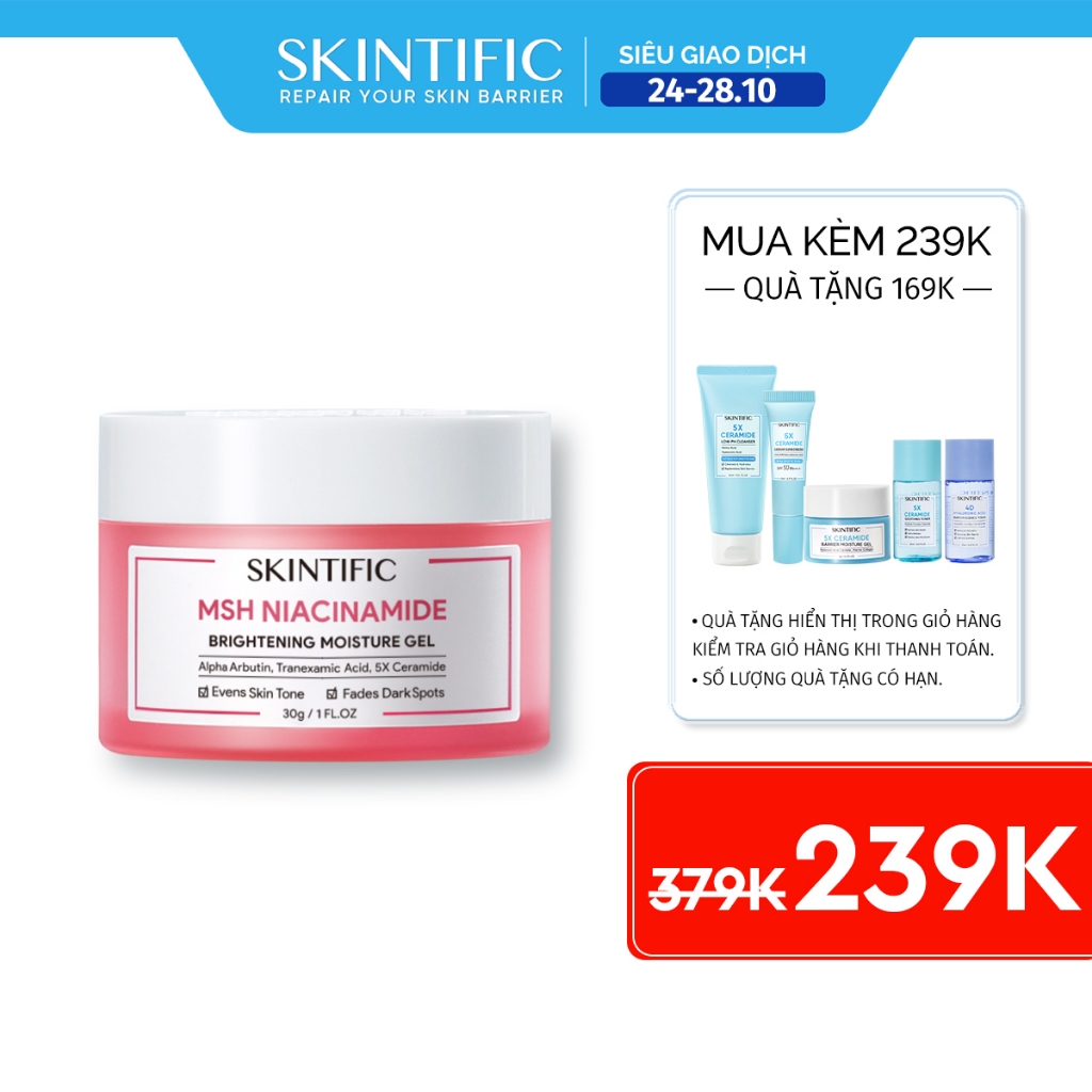 Gel dưỡng ẩm sáng da 5% MSH Niacinamide SKINTIFIC 30g/80g