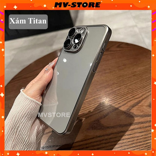 Ốp lưng điện thoai màu xám bạc PC cứng chống ố kèm lens cho 15promax 15 pro 15 plus 15 pro max MVSTORE