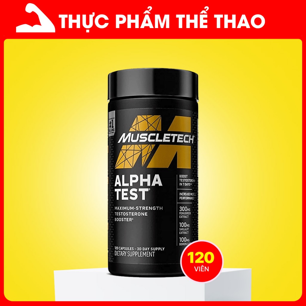 MuscleTech Alpha Test HD 120v – Thực phẩm bổ sung - Hỗ trợ tăng Hormone Nam nội sinh, tăng Cơ cho người tập luyện