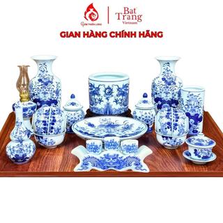 Bộ đồ thờ Bát Tràng Gốm Thiên Long 231167 - Đồ thờ cúng bằng sứ men lam ngọc cao cấp
