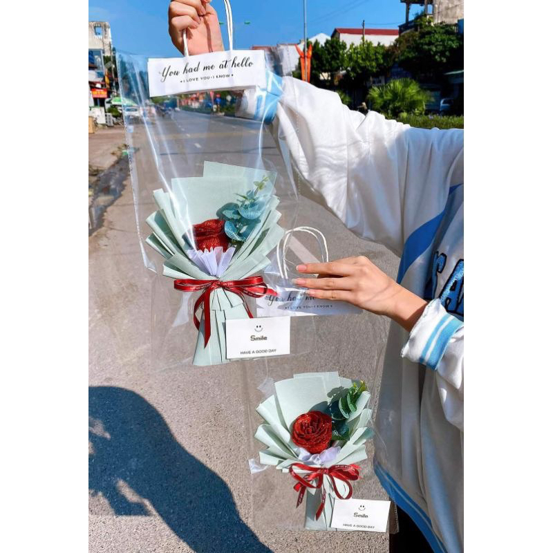 Bó hoa nhũ 1 bông kèm túi thiệp