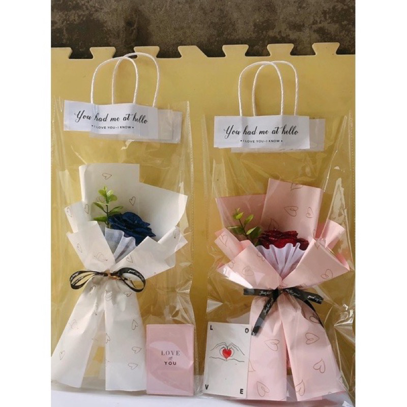 Bó hoa nhũ 1 bông kèm túi thiệp