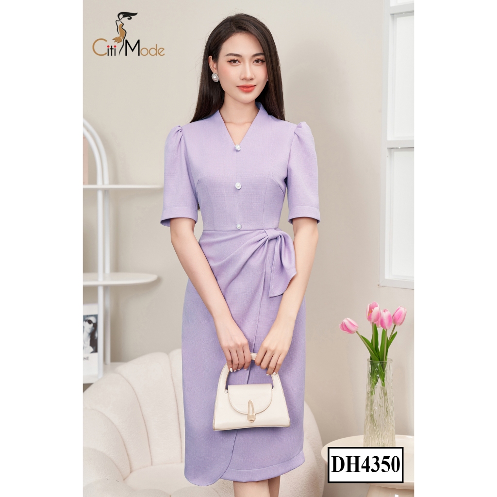 Đầm công sở CITI MODE FASHION thiết kế dáng ôm peplum dạ tím vạt bong DH4350