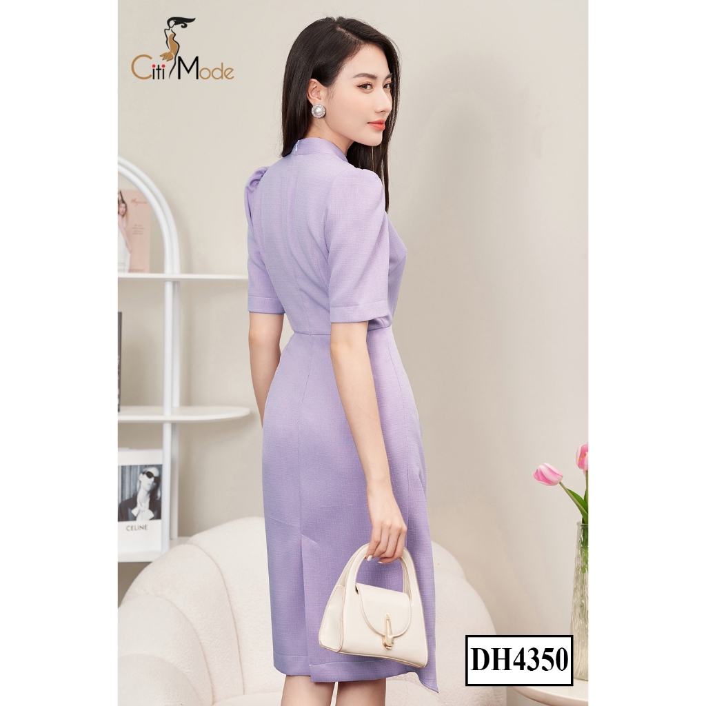 Đầm công sở CITI MODE FASHION thiết kế dáng ôm peplum dạ tím vạt bong DH4350