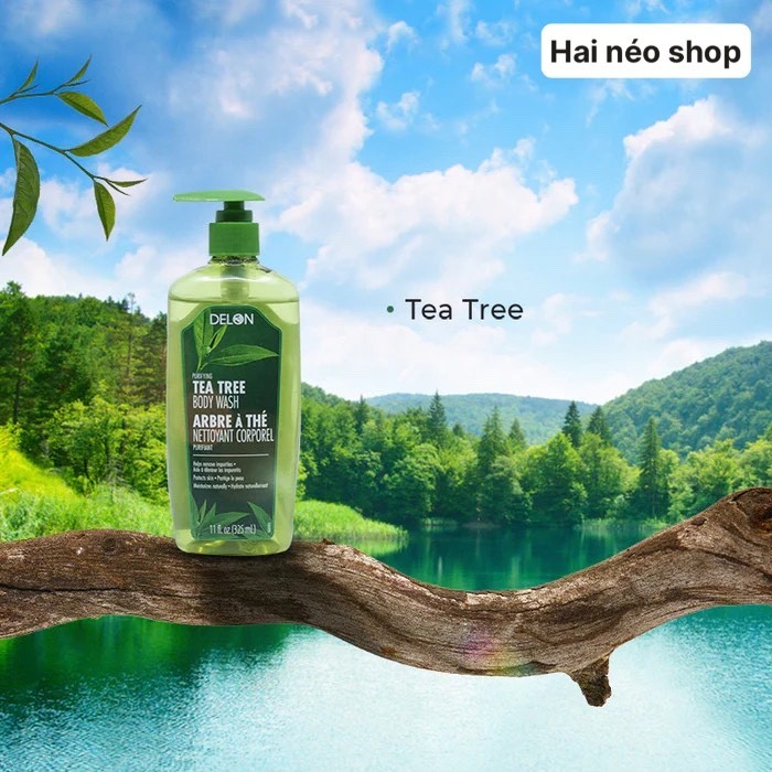 Sữa tắm Tràm trà tr! mụn nhọt, v!êm da DELON Tea Tree Body Wash 325ml