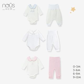 Bộ quần áo liền thân Nous bodysuit phối nhiều màu dành cho bé 0-3 tháng đến 18-24 tháng