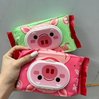 Khăn giấy ướt không mùi ,không cồn kháng khuẩn an toàn cho người sử dụng hình chú lợn 88430