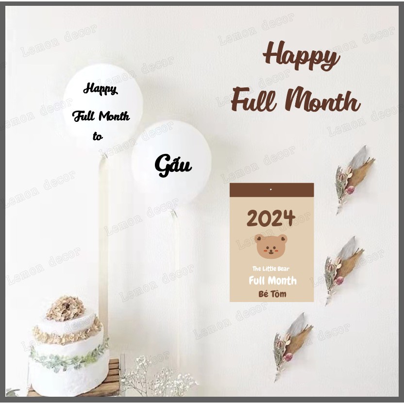 Sét 2 bóng Full Month + Tên bé  _by LemonDecor