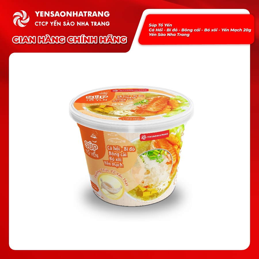Súp Tổ Yến Cá Hồi - Bí đỏ - Bông cải - Bó xôi - Yến Mạch 20g Yến Sào Nha Trang