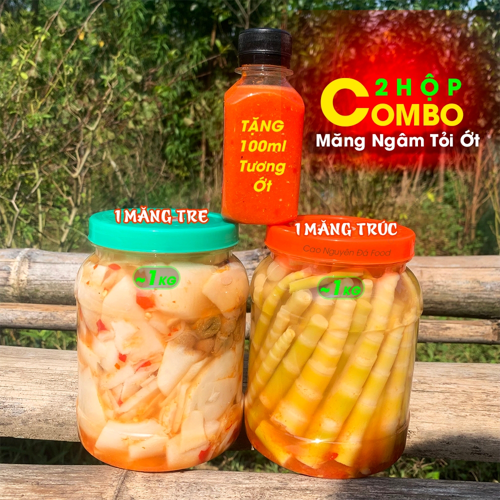 Combo 2 hộp: 1 măng tre + 1 măng trúc + TẶNG 1 hộp tương ớt