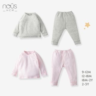 Bộ quần áo cài sau Nous dành cho bé gái, bé trai chất Nu air mềm mại cho bé từ 9-12 tháng đến 2-3 tuổi