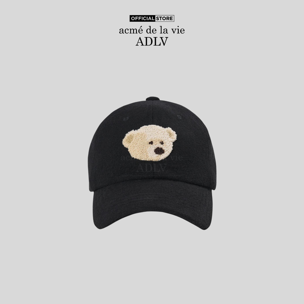 Mũ bóng chày ADLV BOUCLE BEAR chất dạ màu đen - Hàng chính hãng