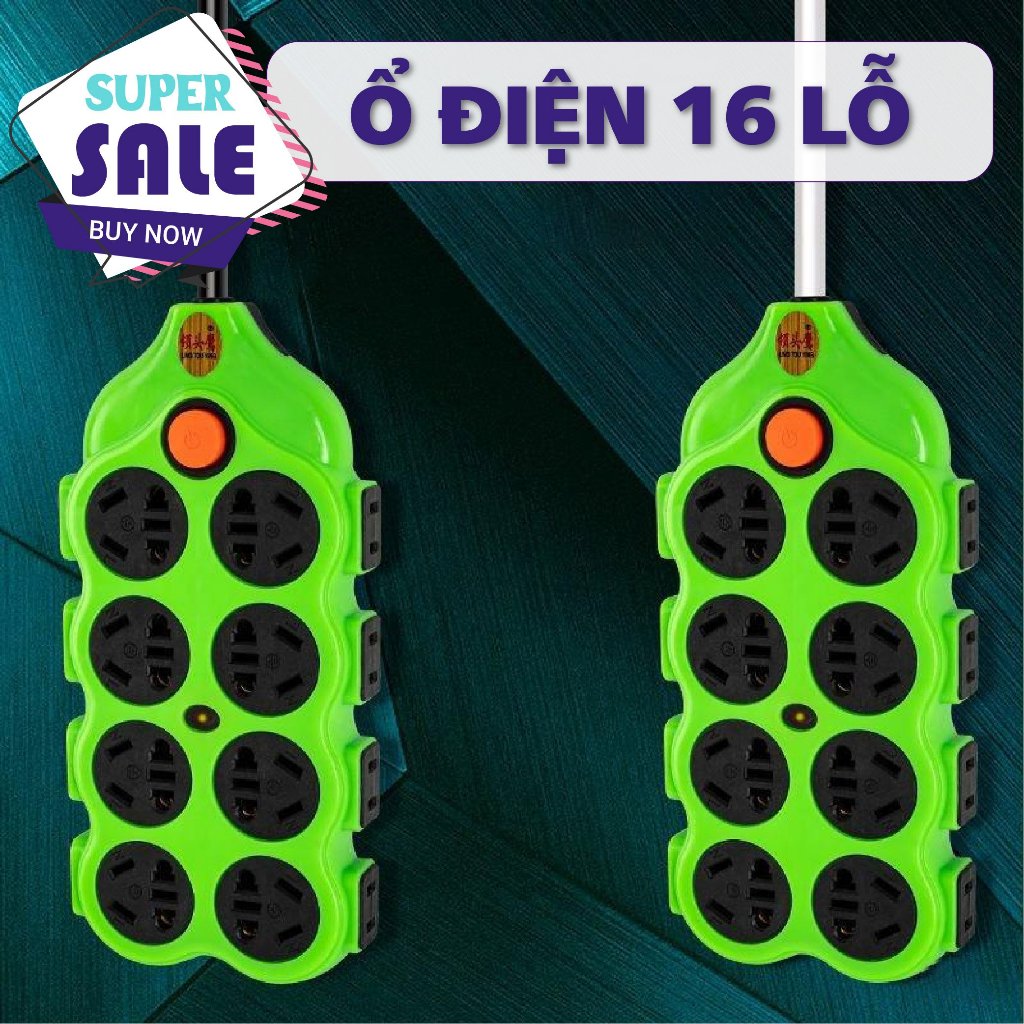 Ổ cắm điện 3 cổng USB 16 lỗ JPDQ (xanh lá)(Retoanquoc) chống giật
