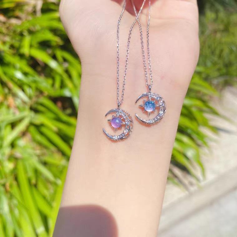 Dây chuyền bạc nữ đá mặt trăng lấp lánh moonstone Phuc Minh Jewelry