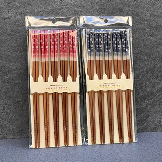 Set 5 đôi đũa tre cao cấp Kokusai xuất xứ Nhật Bản mẫu Hoa xanh, Hoa đỏ 22.5cm