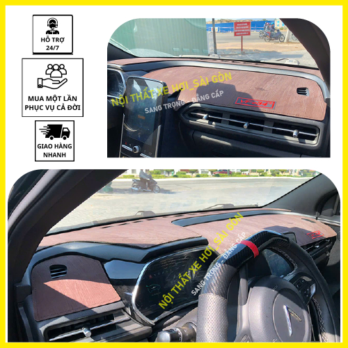 Thảm taplo xe Vinfast E34, thảm taplo che nắng da carbon, da vân gỗ, nhung cừu
