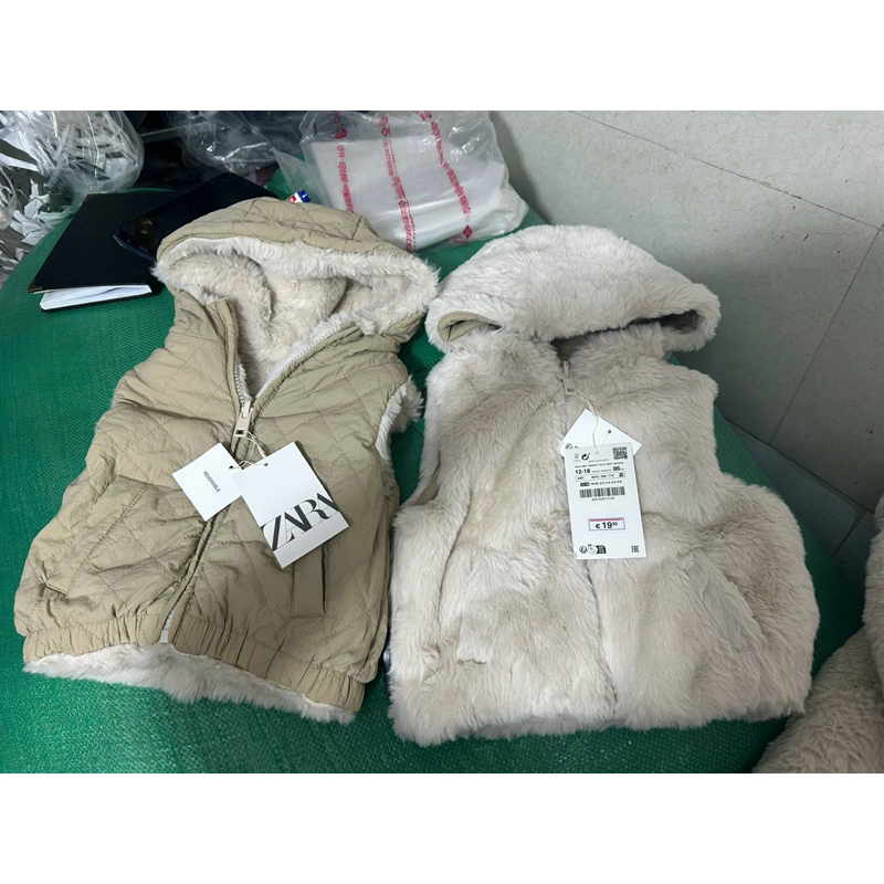 Áo gile lông za auth 2 mặt