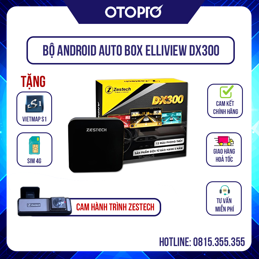 Bộ Android Box ZESTECH DX300 / DX300 pro pro cho ô tô - Tặng Camera Hành Trình, Sim Data 4G , vietmap S1