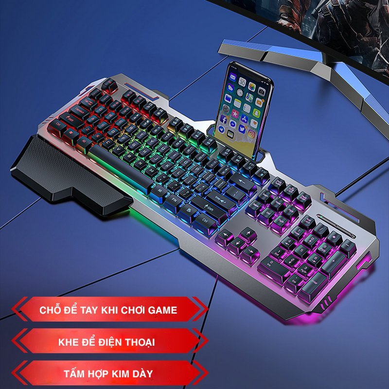 Bàn phím máy tính GX80, bàn phím giả cơ, bàn phím Gaming LED 7 màu  Có Dây, Chơi Game siêu nét